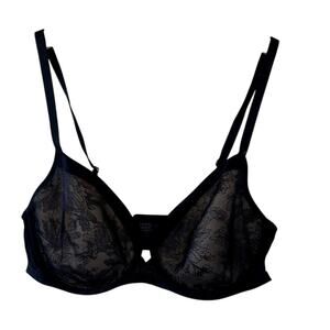 Soma Intimates Lightest Lift Perfect Coverage Black Floral Lace Bra 38C